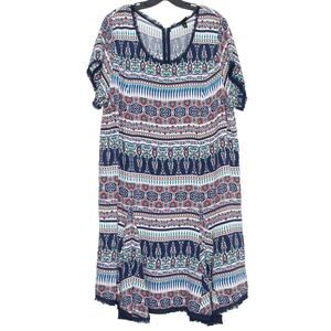 Torrid Boho Midi Dress Plus Size 3 3X Blue Flowy Cottagecore Festival Vacation